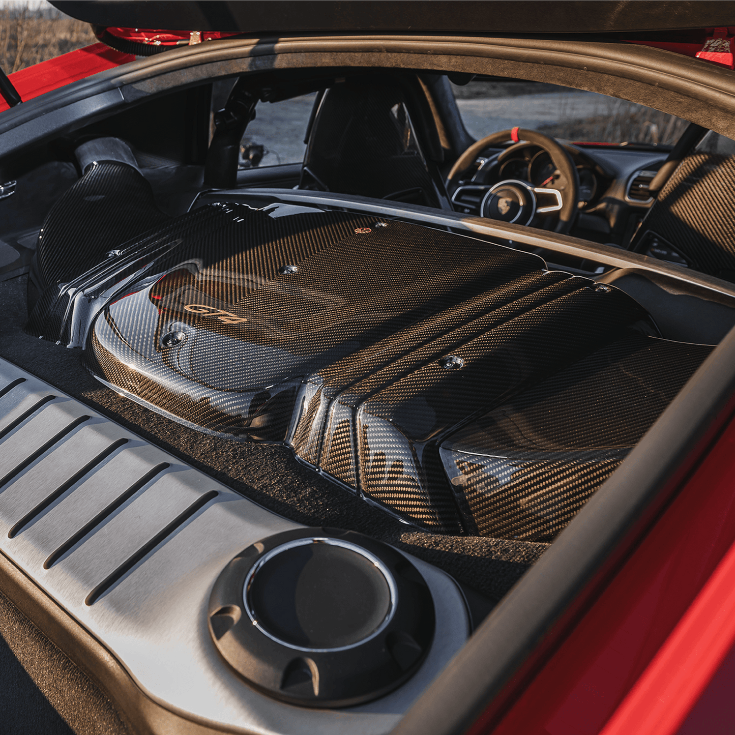 Porsche Cayman GT4 RS Style CARBON FIBER INTAKE - GOLD LEAF lightweight performance