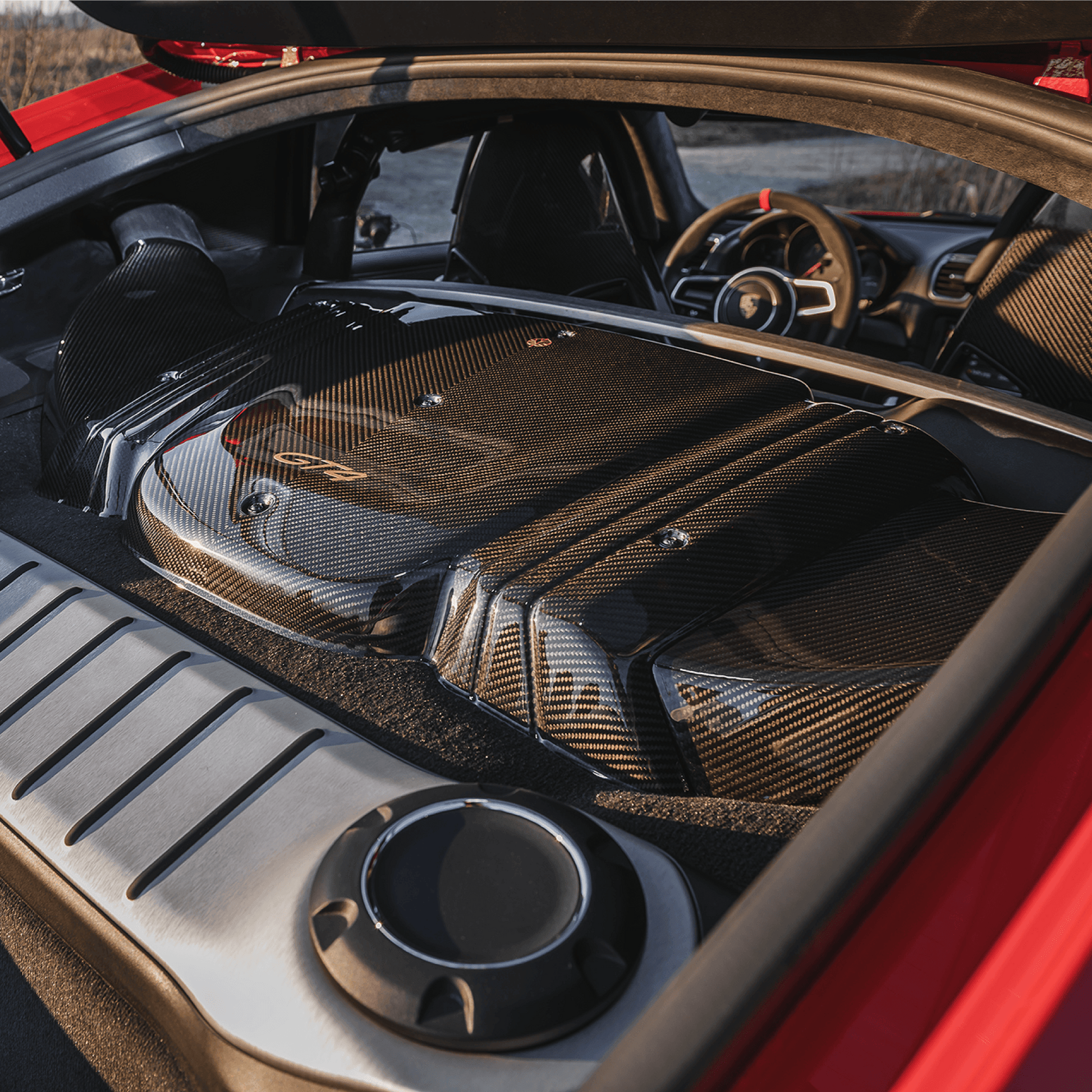 Porsche Cayman GT4 RS Style CARBON FIBER INTAKE - GOLD LEAF lightweight performance